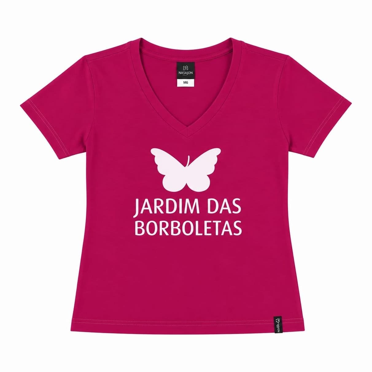 Camiseta Tradicional Rosa — Rosa escuro — gola V