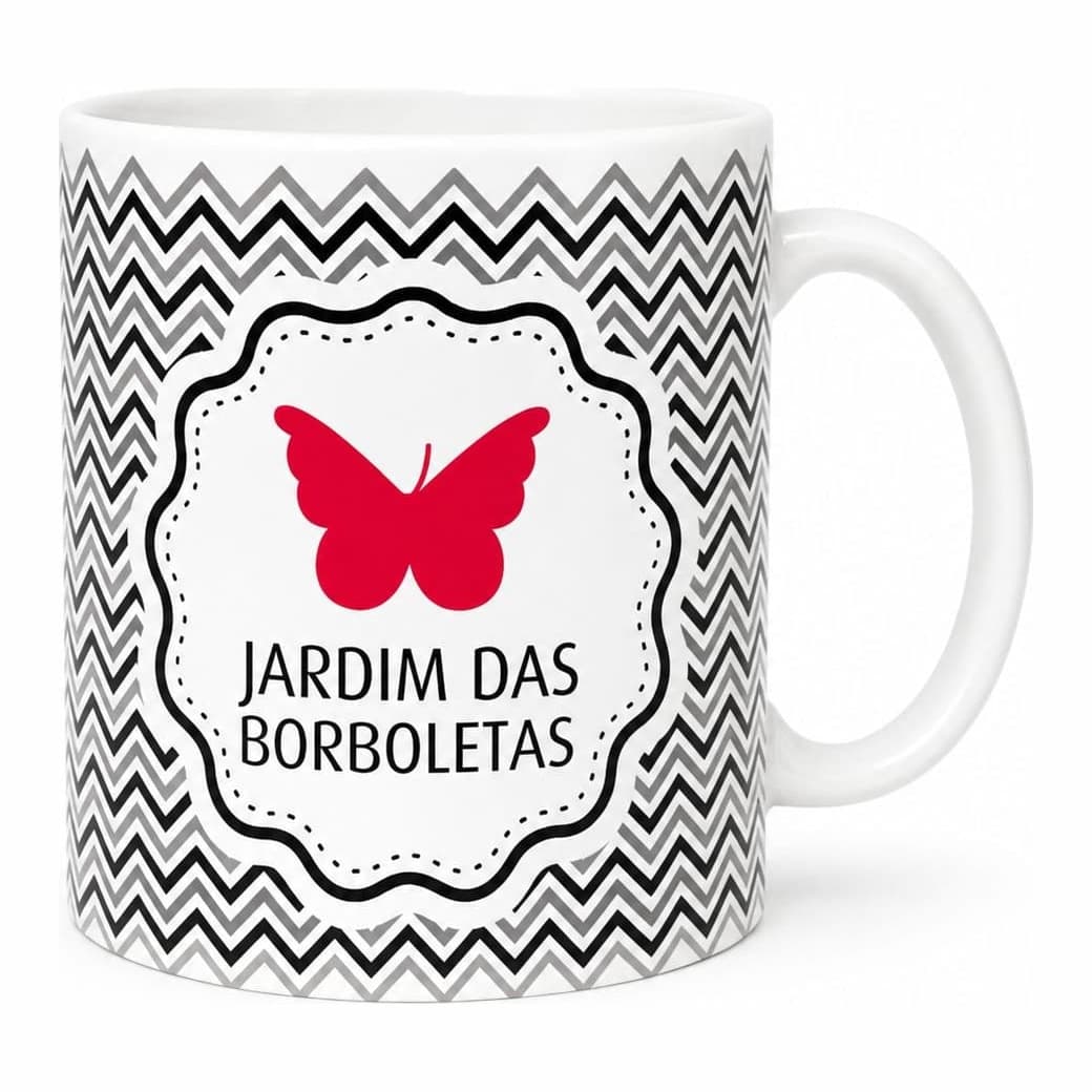 Caneca Jardim das Borboletas — Chevron cinza